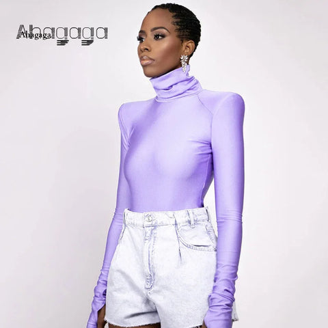 AHAgaga Loungewear Long Sleeve Fitness Rompers Women Jumpsuits Sexy Office Lady Fashion Bodysuit One Piece Female Overalls Tops