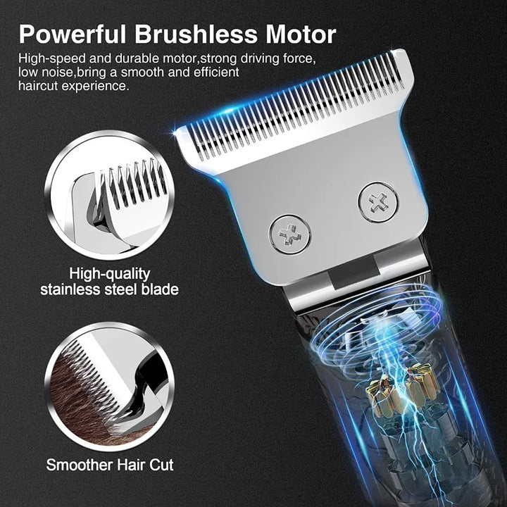 Rechargeable Haircut Barber Hair Clipper Trimmer Electric Beard LCD Display Hair Cutting Machine Men Baldheaded T-blade Trimmer
