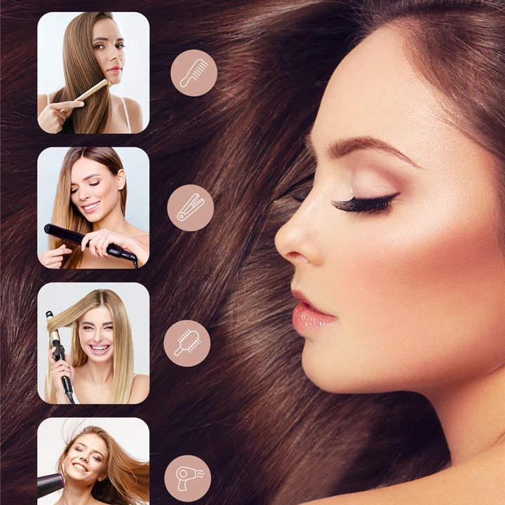 KIPOZI Hot Air Brush 4 in 1 Hot Air Comb Reduces Frizz Static Electricity Hair Dryer Blow Dryer Brush Create Voluminous Curls
