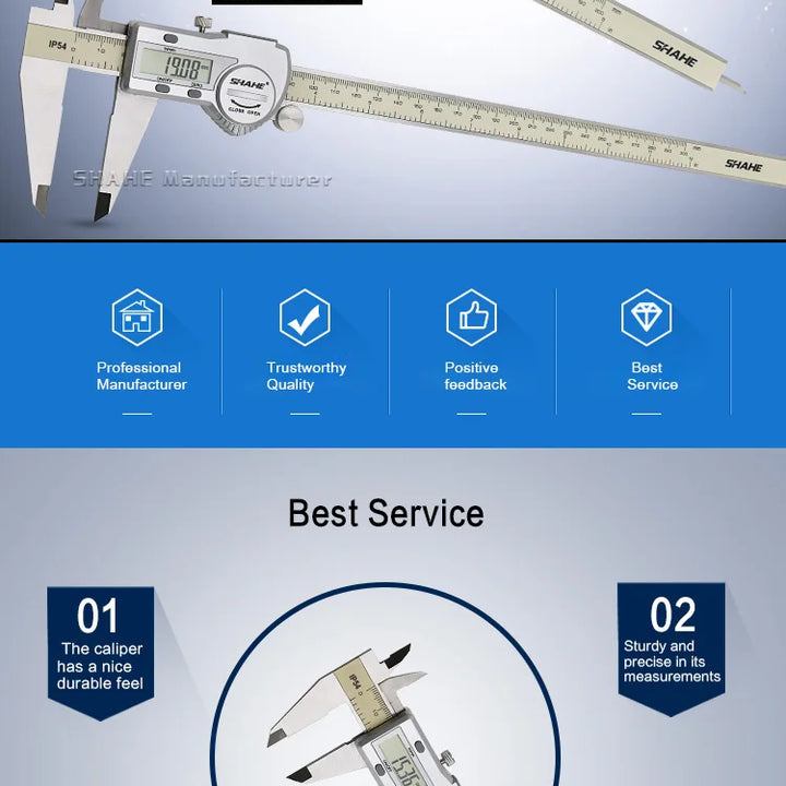 Shahe Calipers 0-150 mm Vernier Caliper Micrometer Gauge IP54 Digital Vernier Caliper Measuring Tool 0.01 Digital Caliper