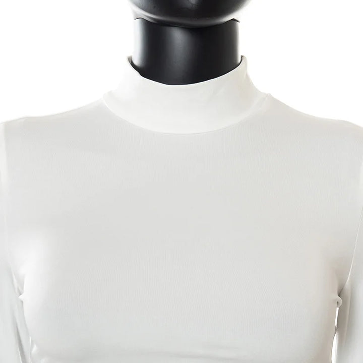 Cryptographic Elegant White Long Sleeve 2 Piece Set Outfits for Women Club Party Top and Dress Sets Long Ruched Matching Sets