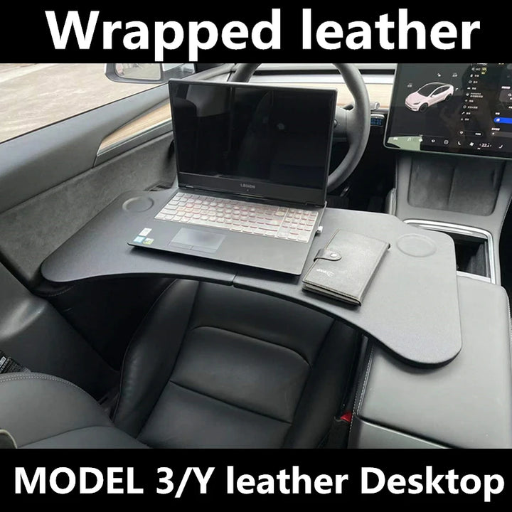 For 17-24 Tesla Model 3/Y Multi-fuctional Table Car Steering Wheel Laptop Tray  Accessories Steering Wheel Food Desk Port