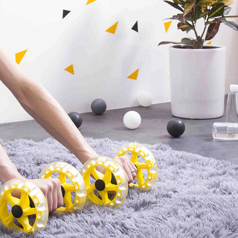 2Pcs/Pack Ab Double Wheels Roller Stretch Elastic Resistance Coaster Exercise Abdominal Muscle Wheel Rollers Fitness Equipment