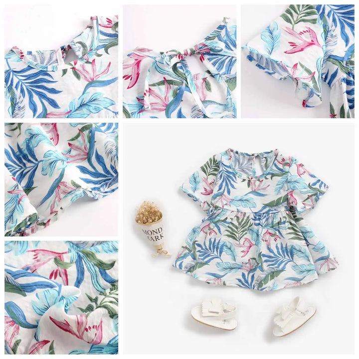 Sanlutoz Summer Baby Girls Dresses Princess Cotton Dress for Baby Flowers Baby Clothes Short Sleeve