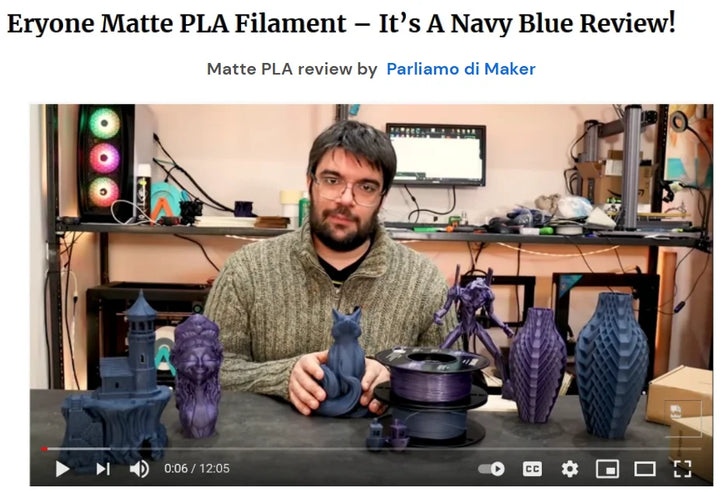 ERYONE Matte PLA Filament 1KG Spool 1.75mm 1.45 Density (g/cm3) Matte PLA Filament For FDM 3D Printer Fast Free Shipping