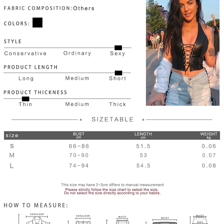 Sisterlinda Sexy Punk Y2K Black PU Leather Crop Top Womens Sleeveless Deep V Neck Backless Camisole Fashion Party Club Vests2021