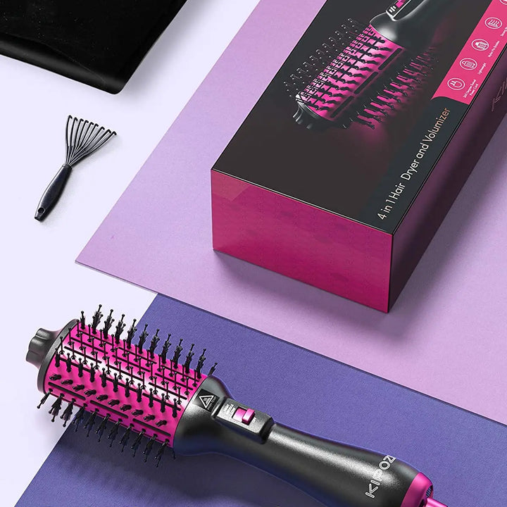 KIPOZI Hot Air Brush 4 in 1 Hot Air Comb Reduces Frizz Static Electricity Hair Dryer Blow Dryer Brush Create Voluminous Curls