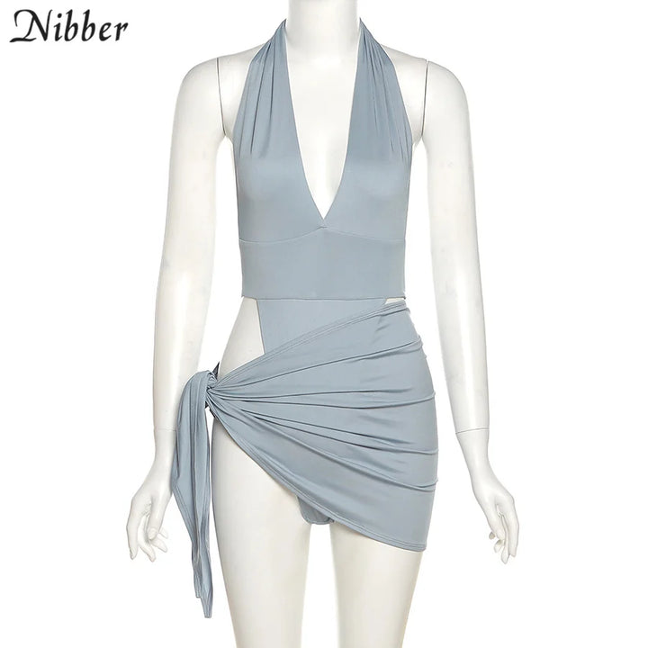 Nibber Sexy Beach Vacation Wear Basic Bikini Bodysuit Skirts 2 Two Piece Sets For Women's Clothing Suits  Swimsuit Female 2024