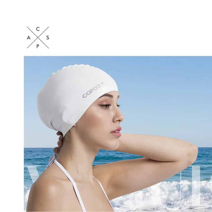 Copozz Men Elastic Swimming Hat  Large Size Swimming Wear Professional Adults Waterproof Swimming Hat Silicone Swimming Caps