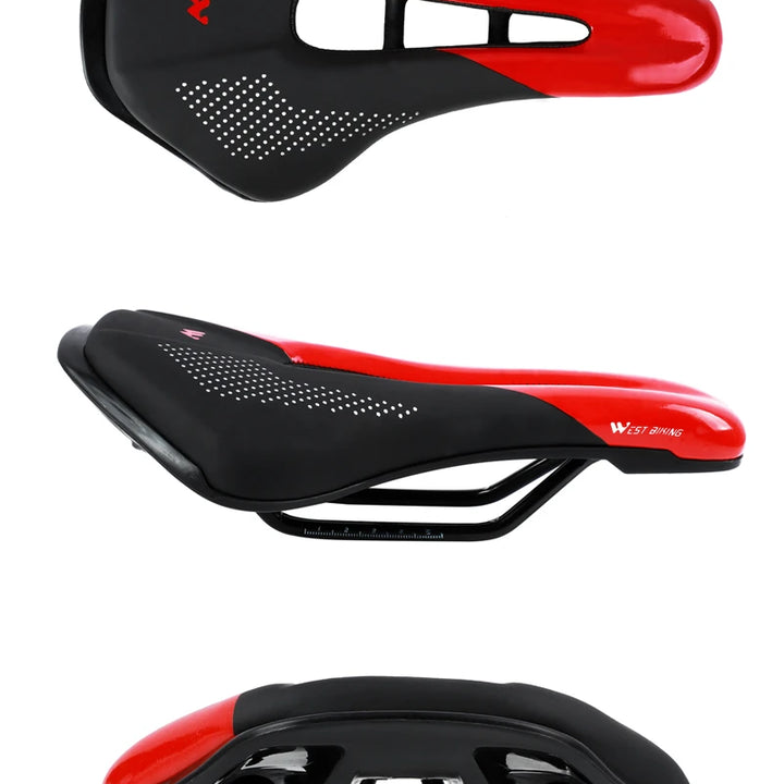 WEST BIKING Bicycle Saddle Comfortable Bike Seat Wear-resistant PU Leather Hollow Road Bicycle Parts Cycling Saddle Bike Cushion