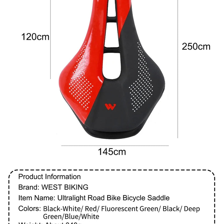 WEST BIKING Bicycle Saddle Comfortable Bike Seat Wear-resistant PU Leather Hollow Road Bicycle Parts Cycling Saddle Bike Cushion