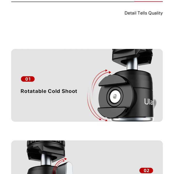 Ulanzi U-Vlog lite Mini Tripod with 360° Ball Head & Cold Shoe Selfie Stick Tabletop Tripod for Camera iPhone Android Phone DSLR