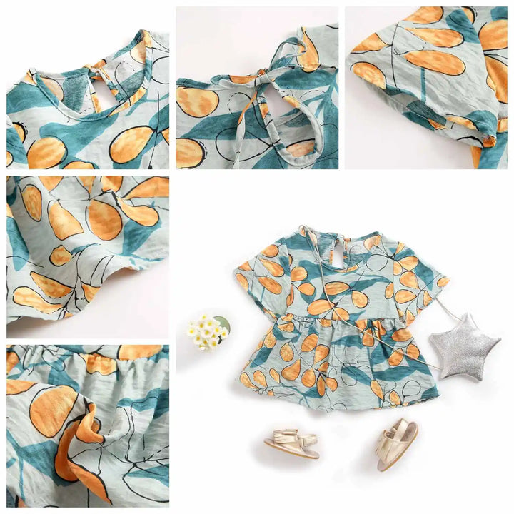 Sanlutoz Summer Baby Girls Dresses Princess Cotton Dress for Baby Flowers Baby Clothes Short Sleeve