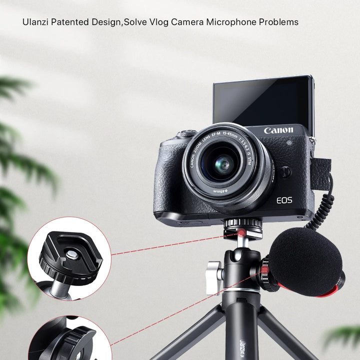Ulanzi U-Vlog lite Mini Tripod with 360° Ball Head & Cold Shoe Selfie Stick Tabletop Tripod for Camera iPhone Android Phone DSLR