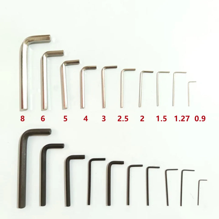1pcs Allen Wrench L Shaped Silver Black Hex Hexagon Key Allen wrench 0.9mm 1.27mm 1.5mm 2mm 2.5mm 3mm 4mm 5mm 6mm 8mm