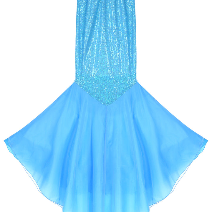 Women Ladies Shiny Sequined Mermaid Tail Skirt Party Photography Cosplay Costume Long Mermaid Tail Halloween Theme Party Dress