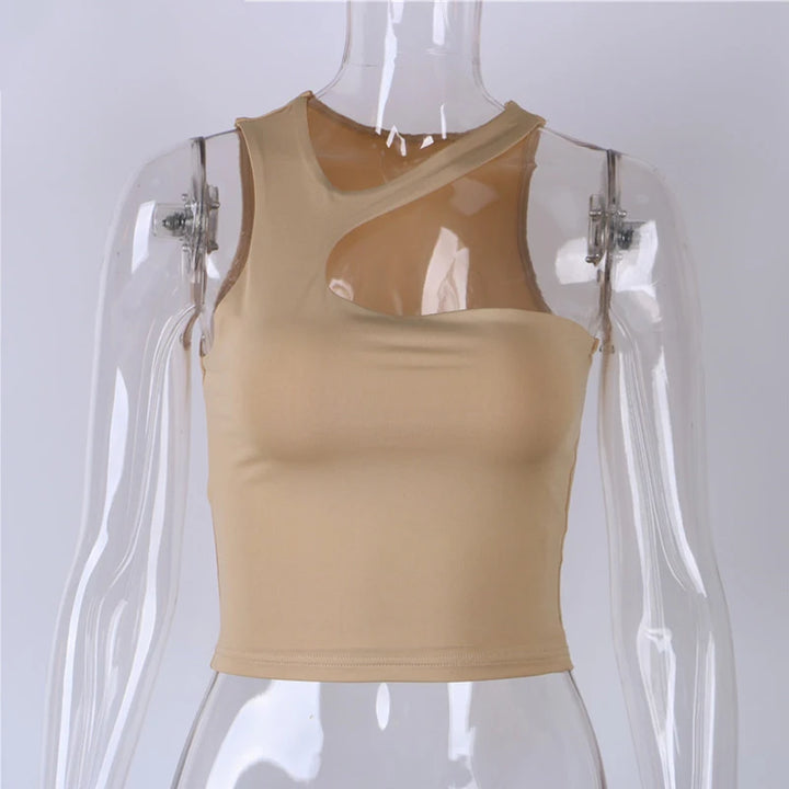 Cut Out Sexy Crop Off Shoulder Solid Skinny Sport Short Tops Women Tank Irregular Summer Tube Tops