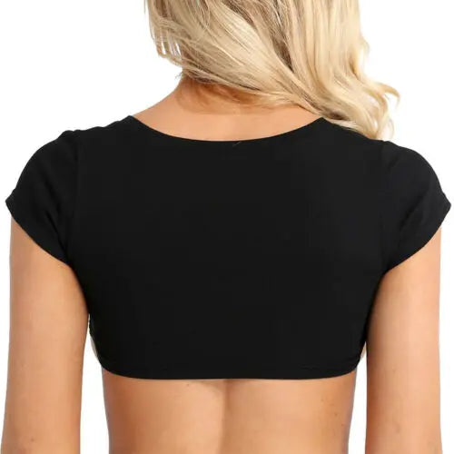 Solid Tank Tops Sexy Crop Vest Solid Harajuku Korean Female Short Sleeve Club Party Nightwear Summer Women Tops