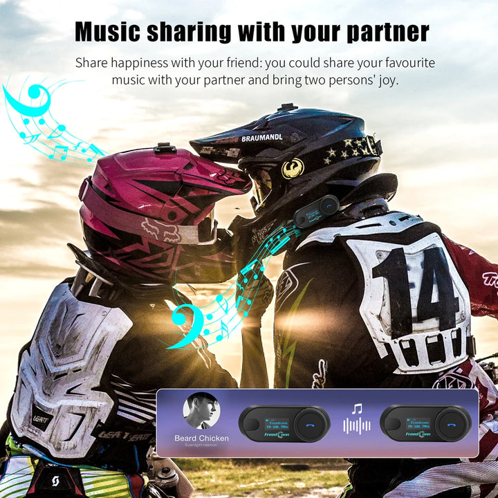Freedconn T Com SC Bluetooth Motorcycle Intercom Helmet Headset Wireless Communication Interphone BT 5.0 Music Share 6Riders FM