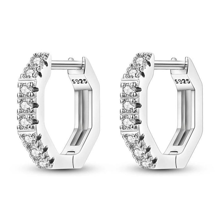 925 Sterling Silver Earring Round Shape Hoop Earrings Color Zircon Geometry Simple Jewelry Women Girl Evening Party Gifts