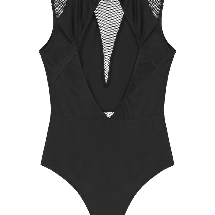 Ballet Dance Leotard Womens Adult Mesh Splice Gymnastics Bodysuit Dancewear One-Piece Backless Training Costume