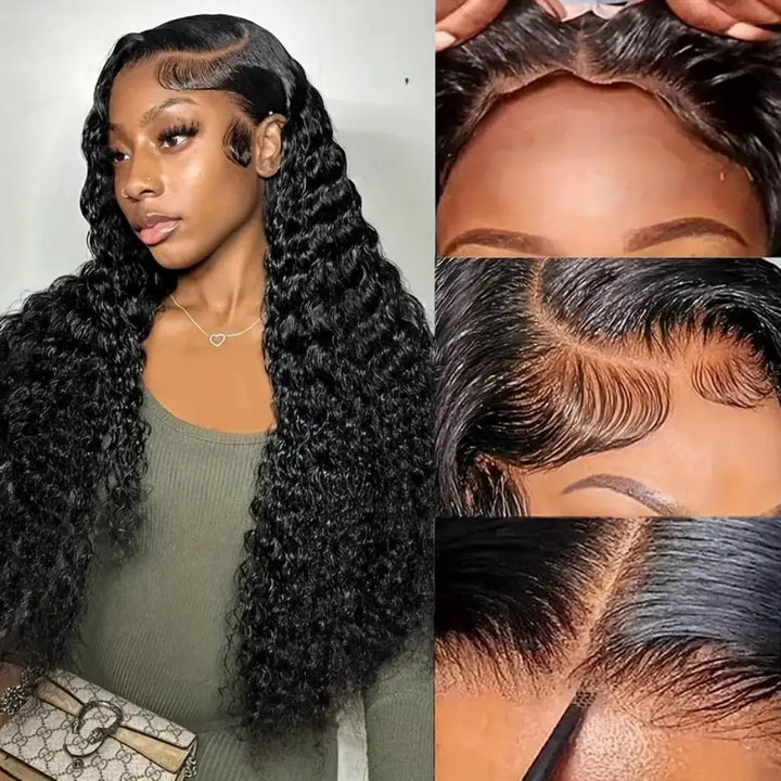 Curly Wigs Lace Frontal wig 5x5 Human Hair 4x4 Natural 30 40 Inch Deep Wave Glueless Closure Wigs For Women Lace Front wigs