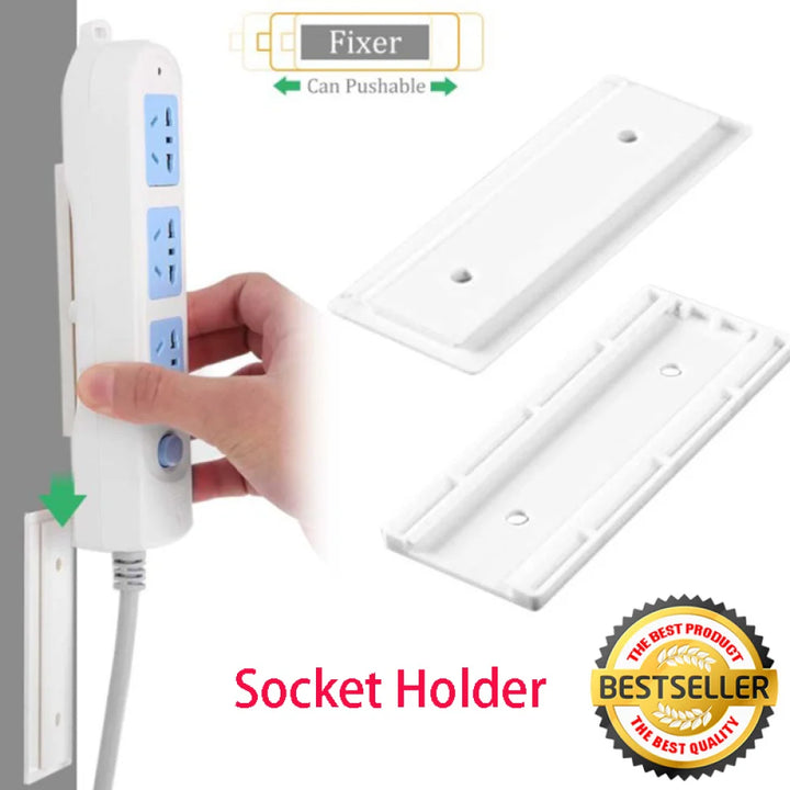 1pcs Power Strip Bracket Self Adhesive Socket Holder Patch Panel Power Strip Holder Wall-Mounted Socket Cable Fixer Rack