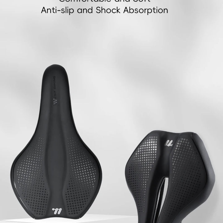 WEST BIKING Bicycle Saddle Comfortable Bike Seat Wear-resistant PU Leather Hollow Road Bicycle Parts Cycling Saddle Bike Cushion