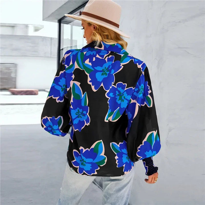 Fashionable Long Sleeve Printed Versatile Shirt For Women Autumn European And American Style Commuting Top With Button