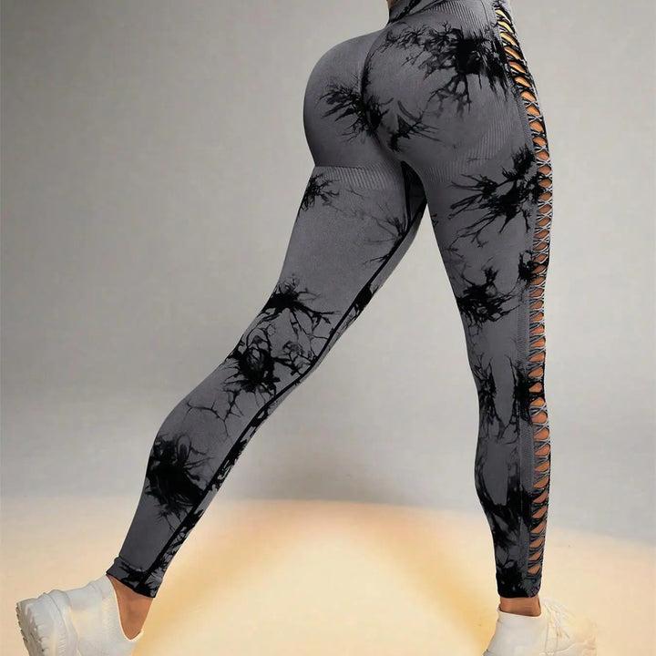 Tie Dye Seamless Leggings for Women High Waist Yoga Pants, Scrunch Butt Lifting Elastic Tights, Side mesh design