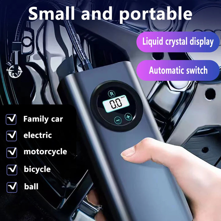 Electric Air Compressor Rechargeable High Precision Car Tyre Inflator LCD Display Portable Air Pump for 12V Motorcycle Bike Ball