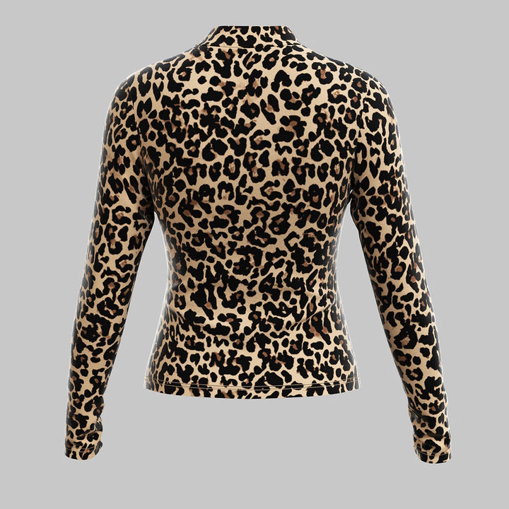 Mia Muse Women's T-Shirts All Season French Sexy Cut-Out Leopard Print Long Sleeve Crew Neck Fashion T-Shirts