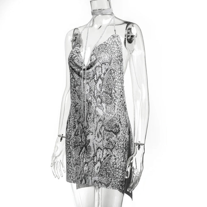 Sexy see through Chain Sequin summer dress women backless mini birthday party dress night club outfits evening dresses vestidos