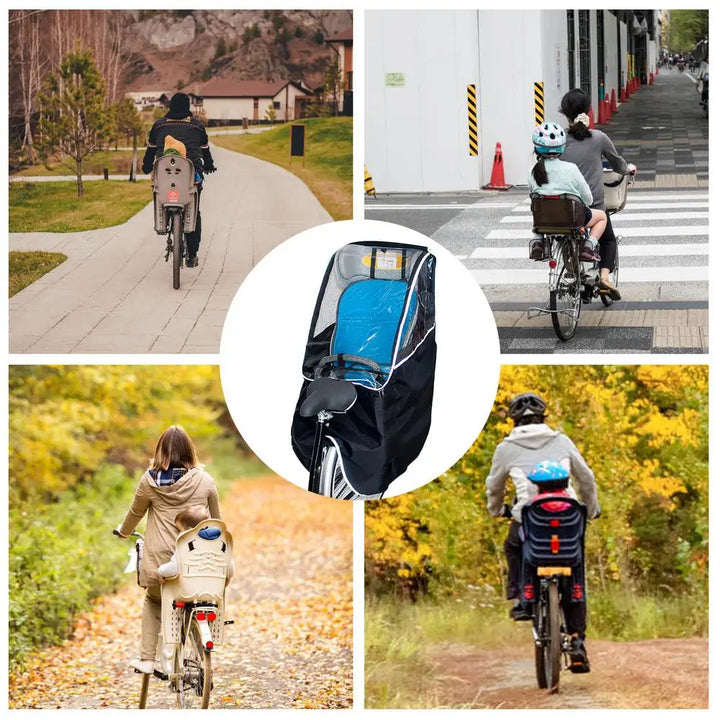 Bike Rear Child Seat Rain Cover Rain And Wind Cover For Bike Child Seat Windproof & Breathable With Transparent Window