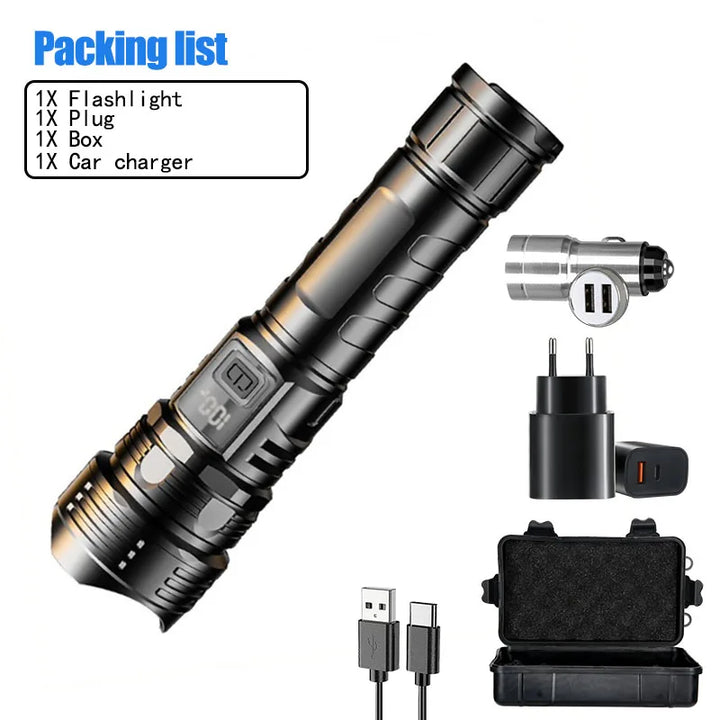 Powerful Led Flashlight Super Bright Tactical Torch Light Emergency Spotlights Telescopic Zoom Lantern Built-in Batte 18650ry
