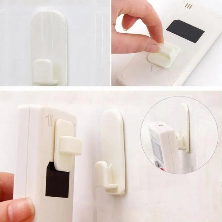 2Pairs Multi-Purpose Storage Holder Hanging Hooks for TV Air Conditioner Remote Control Room Organizer Plastic Sticky Hooks