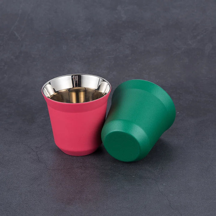 304 Stainless Steel Double-layer Coffee Cups, Insulated Tea and Water Cups, Beer Cups, Capsule Coffee Cups