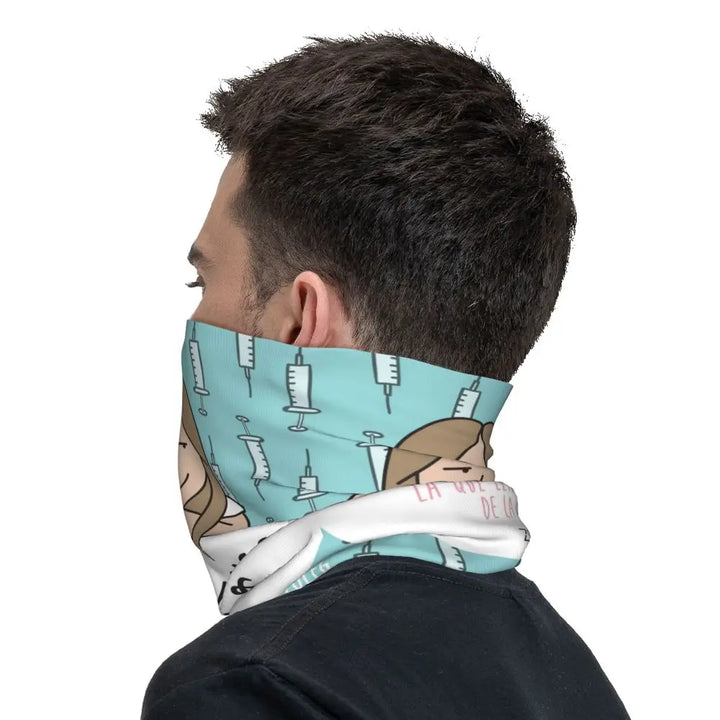Custom Nursing Pattern Nurse Bandana Neck Gaiter for Ski Cycling Women Men Wrap Scarf Health Care Headband Warmer