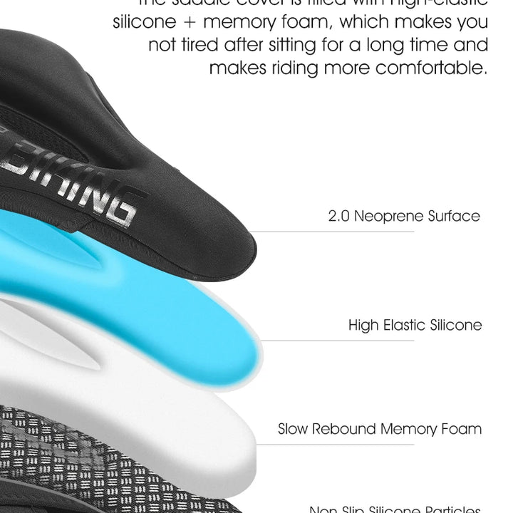 WEST BIKING Comfortable Bicycle Saddle Cover Breathable Rebound Silicone Foam Bike Seat Cover With Rain Cover Bike Accessories