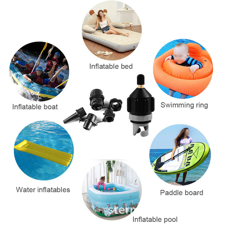 Air Valve Adaptor Kit For SUP Board Inflatable Pump Adapter Paddle Boat Kayak Air Valve Pump Connector Combo Kit Black / Orange