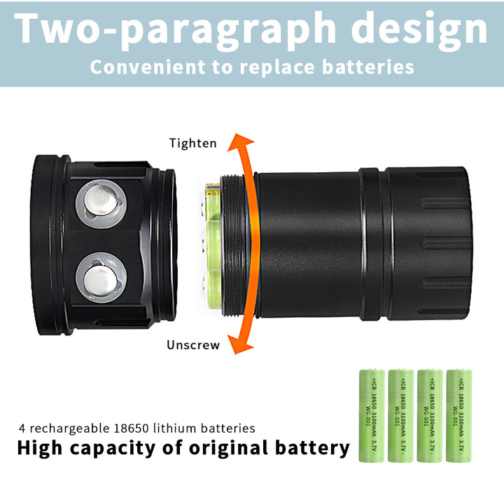 Professional Underwater 27 LED Photography Light Highlight Lamp 20000Lumens Diving Flashlight 100M Waterproof Video Camera torch
