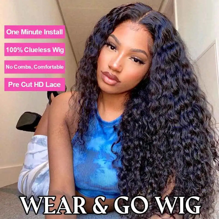 6x4 5x5 Wear and Go Glueless Wigs Human Hair HD Curly Wigs for Women Real No Glue Lace Wig Pre Cut Glueless Wig For Beginners