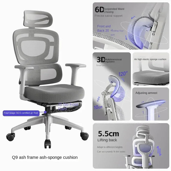 Comfortable Ergonomic Office Chair with Adjustable Height and Lumbar Support for Long Sitting Hours and Gaming