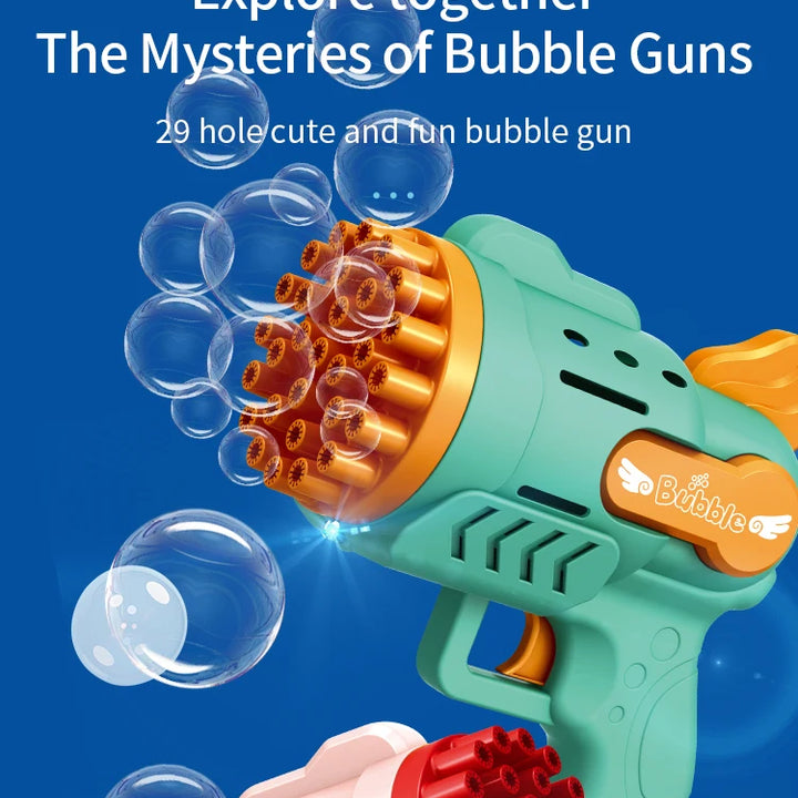 Light-Up Bubble Gun - 29-Hole Gatling Blaster for Boys & Girls 6-14 Years Old (Battery & Bubble Liquid Not Included)