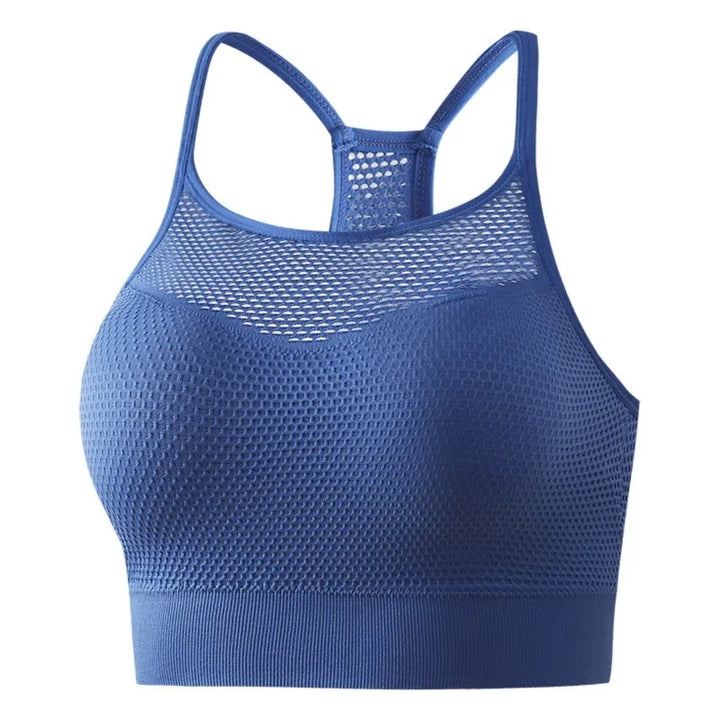 Workout Seamless Breathable Gym Bras Mesh Padded Sports Bra Women Backless Push Up Fitness Hollow Out Top Yoga Bras Crop Top