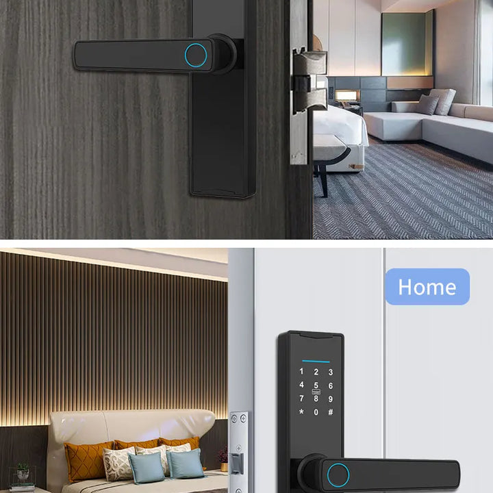 PHIPULO New Smart Door Lock With Tuya APP Digital Electronic Lock Smart Home Wooden Door Lock Biometric Fingerprint