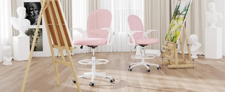 naspaluro Drafting Chair Tall Office Chair Ergonomic Desk Chair Swivel Painting Chair Adjustable Footrest Ring for Office Home