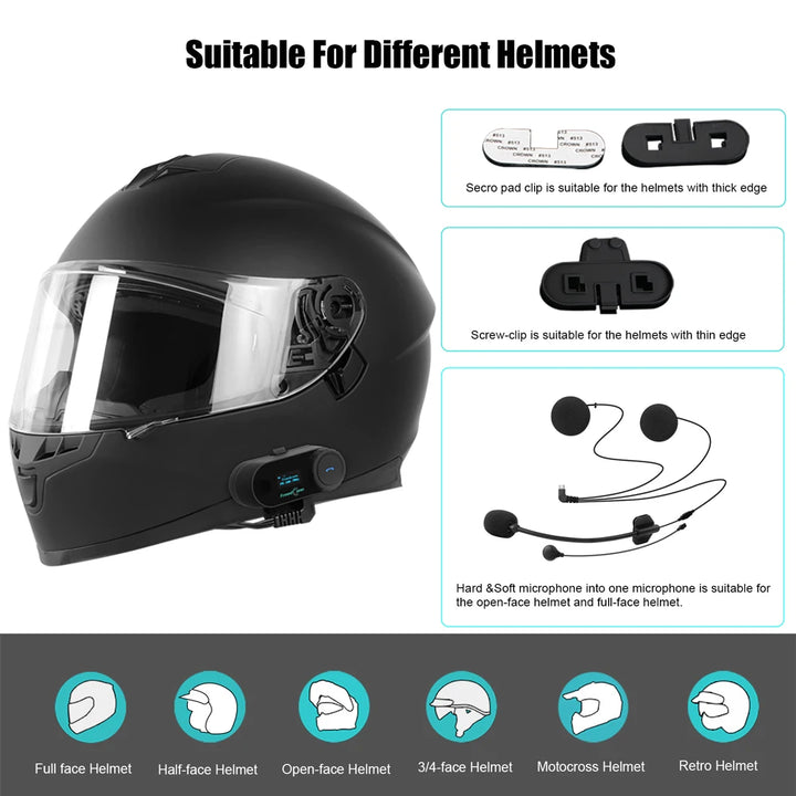 Freedconn T Com SC Bluetooth Motorcycle Intercom Helmet Headset Wireless Communication Interphone BT 5.0 Music Share 6Riders FM