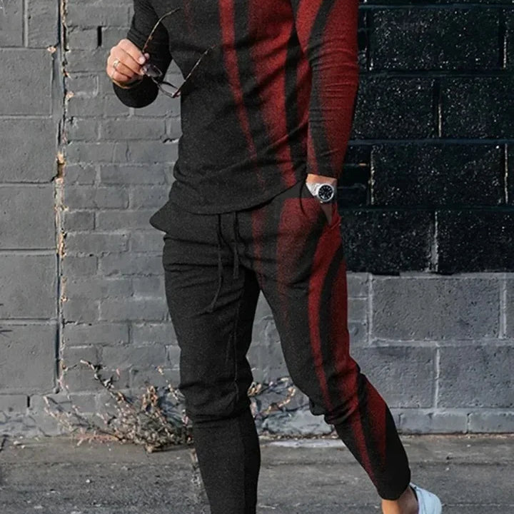 Men's Long Sleeve T-shirts and Pants Two Piece Guitar 3D Printed Men's Sets Casual Suit nike tech fleece