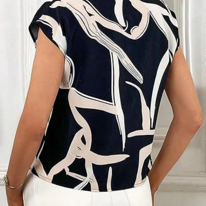Women Summer Style Blouses Shirts Lady Casual Short Sleeve Bow Tie Collar Printed Blouse Tops